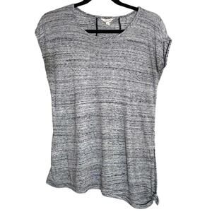 Athleta Heathered Gray Burnout Asymmetrical Hem Short Sleeve Tee Small